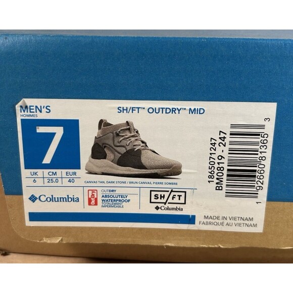 Columbia SH/FT Outdry Mid Shoe Size 7 Mens Tan Gray Black Knit - Picture 7 of 7